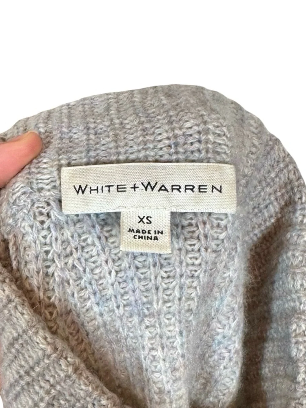 White + Warren 100% Cashmere Mixed Stitch Standneck Mock Chunky Speckled Sweater